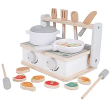 Wooden Portable Mini Barbecue Kitchen Play House Simulation Children Cooking Cooking Oven Set Toy