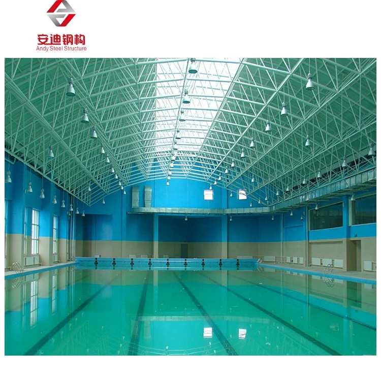 Prefab Swimming Pool Cover Space Frame Roof Steel Structure Building
