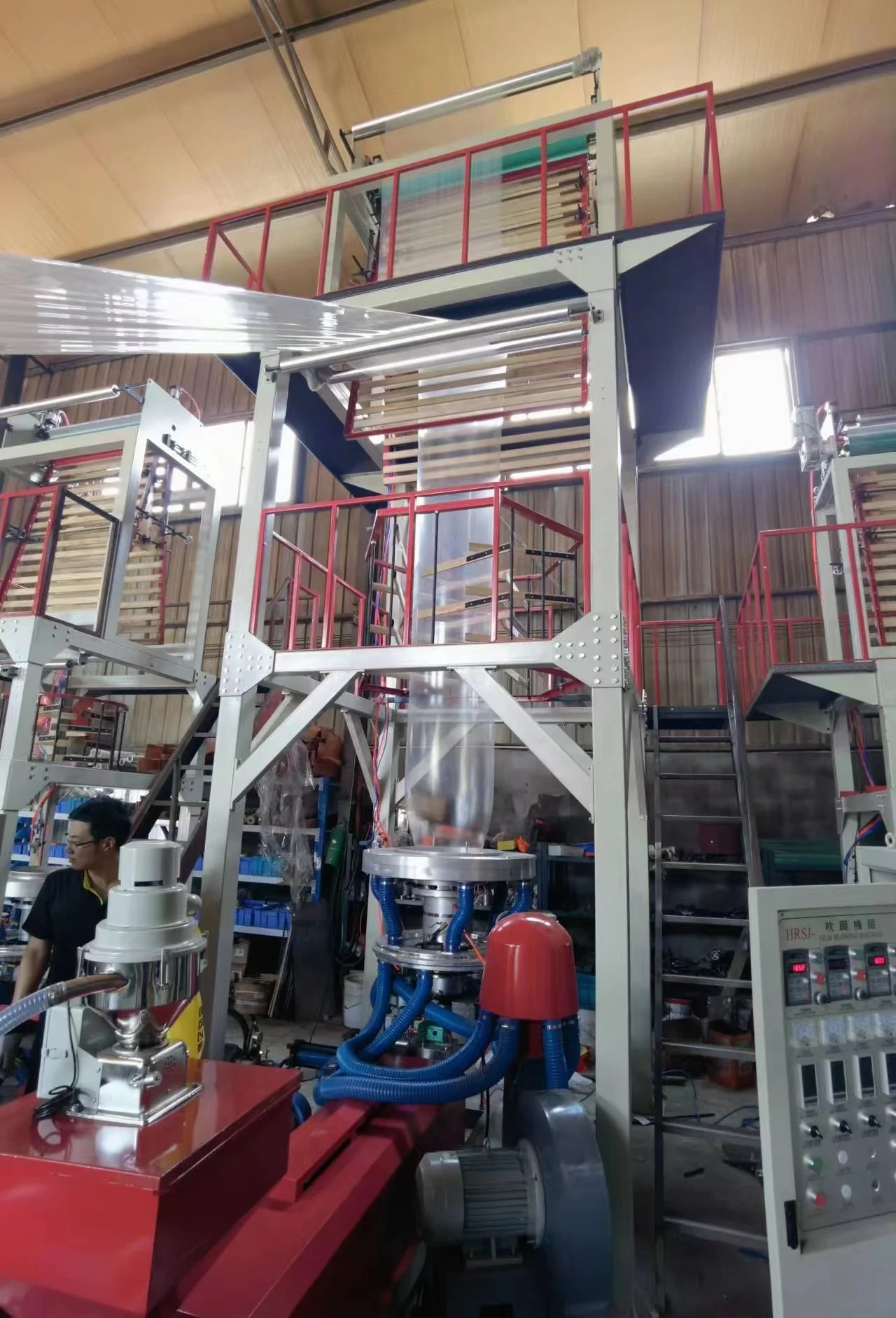 Plastic Film Blowing Machine Film Extruder Price Top High Speed ABA 3 2 Layer Mini Stretch HDPE LDPE PE Agriculture Polyethylene