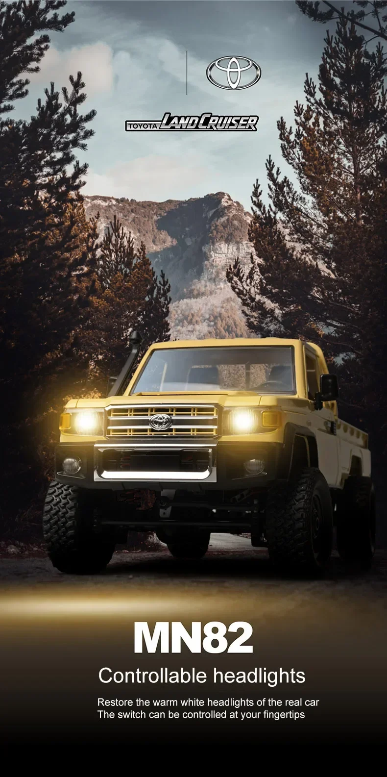 MN82 RC Car LC79 1/12 2.4G Proportional 4WD Climbing Truck Off-Road Pickup Truck Toys RTR with Lights Birthday Gift
