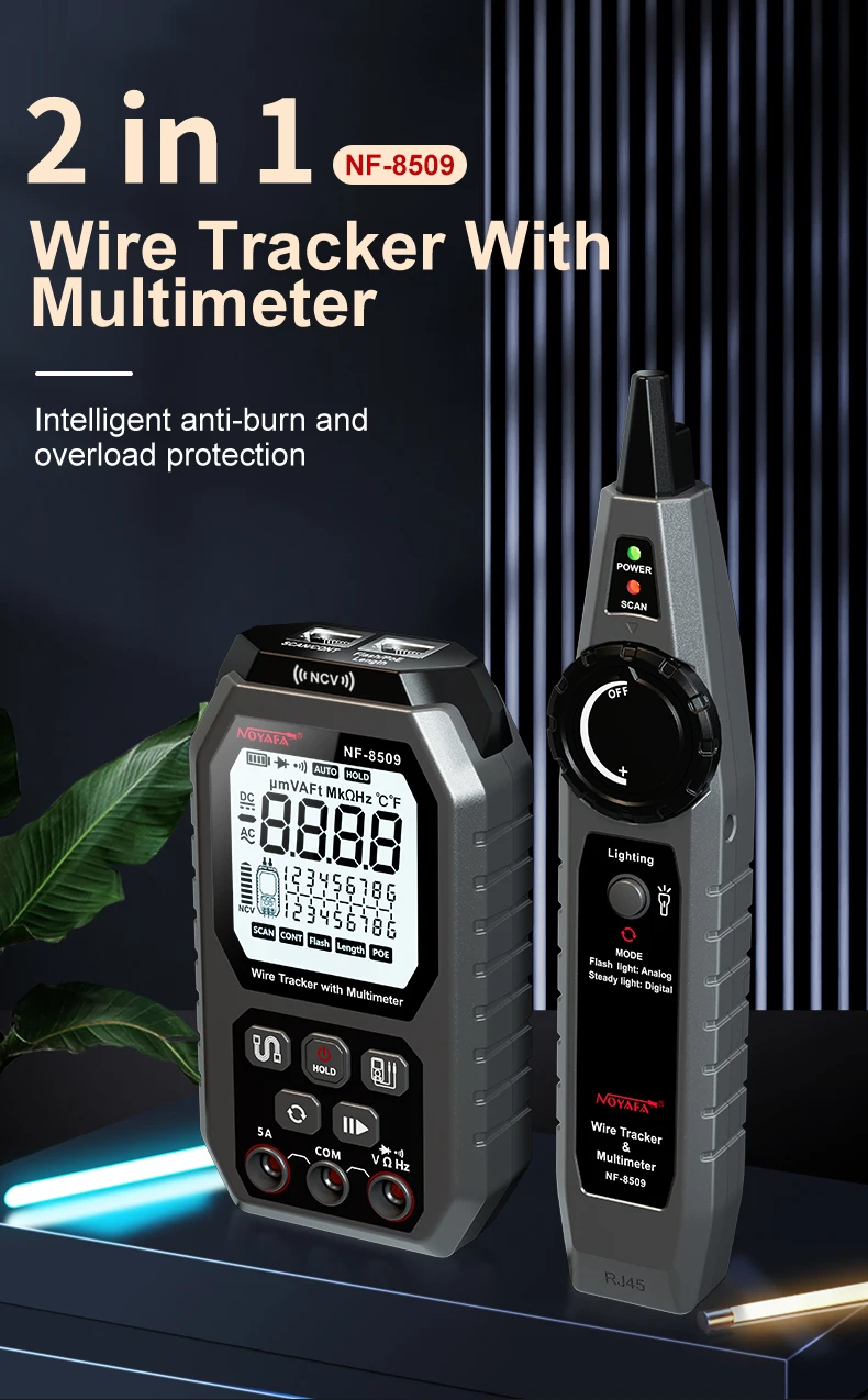 Nf Multimeter NOYAFA NF-8509 Multimeter Wire Tracker 2 in 1 Network Cable Tester