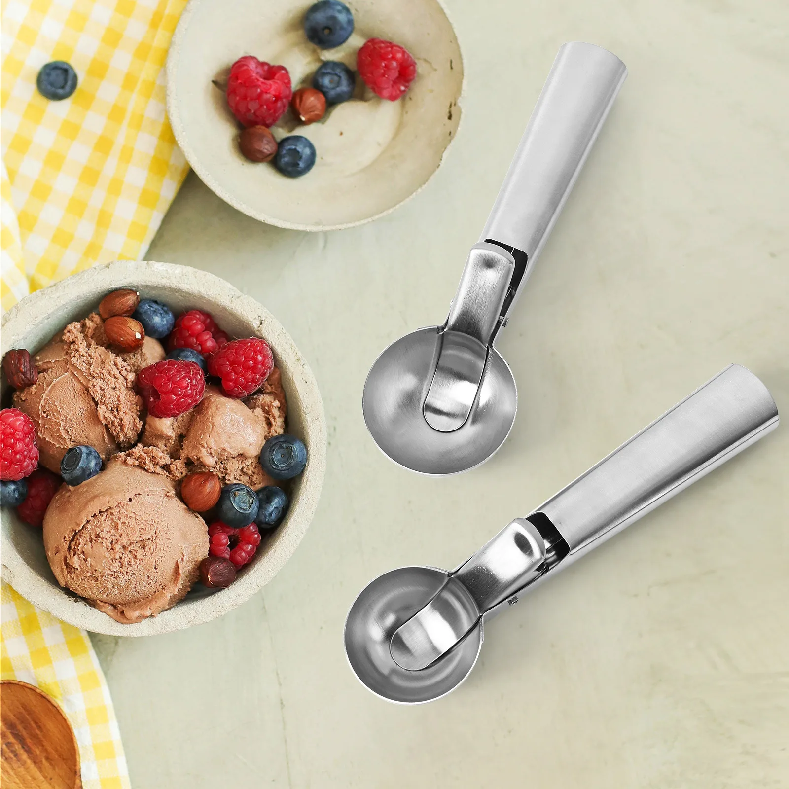 Advanced Ice Cream Spoon and Trigger Ice Cream Spoon Stainless Steel Heavy Duty Metal Ice Cream Spoon