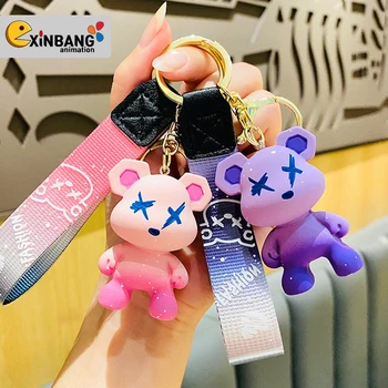 Wholesale of new XX eye gradient bear keychains by manufacturers, creative and personalized couple bags, cute doll pendants