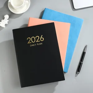 2026 Customizable PU Leather A4 Daily Planner Notebook Thick Pages for Office Use and Gift Ideas