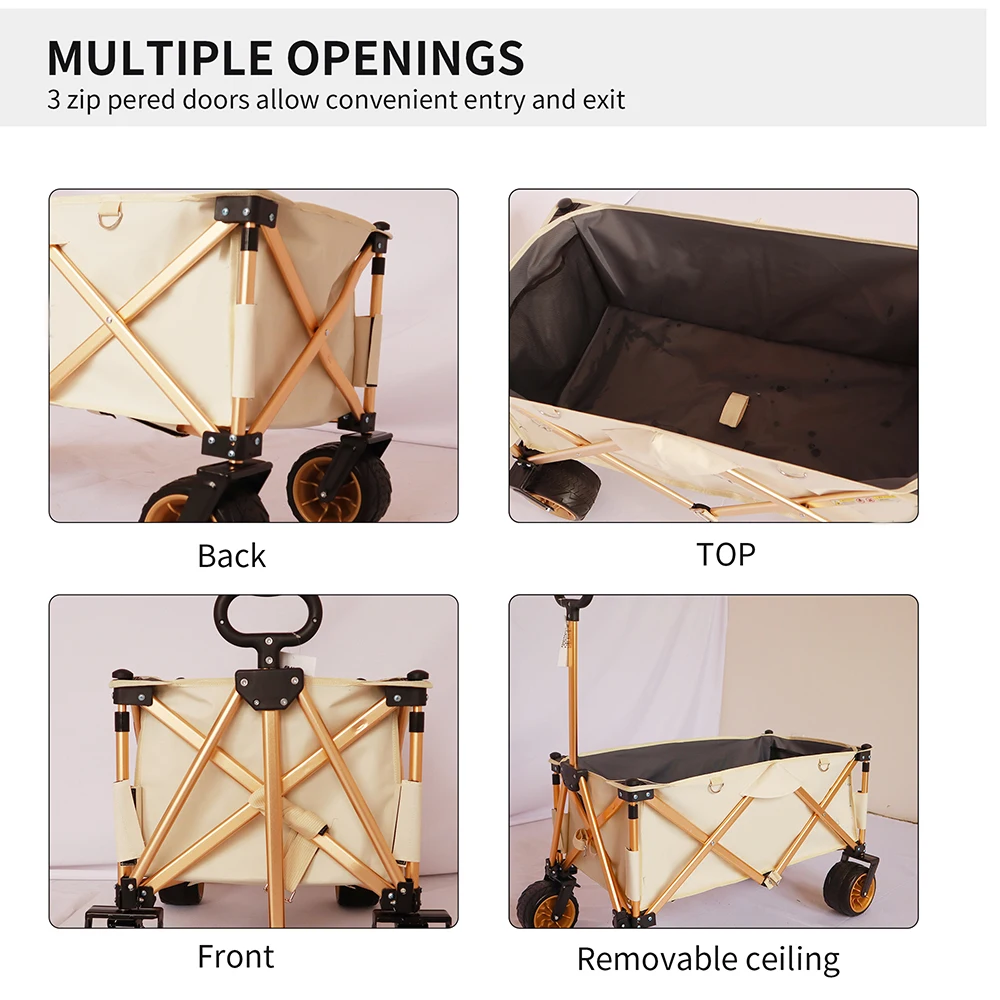 All Terrains Folding Garden Cart Wagon Aluminum Foldable Wagon For