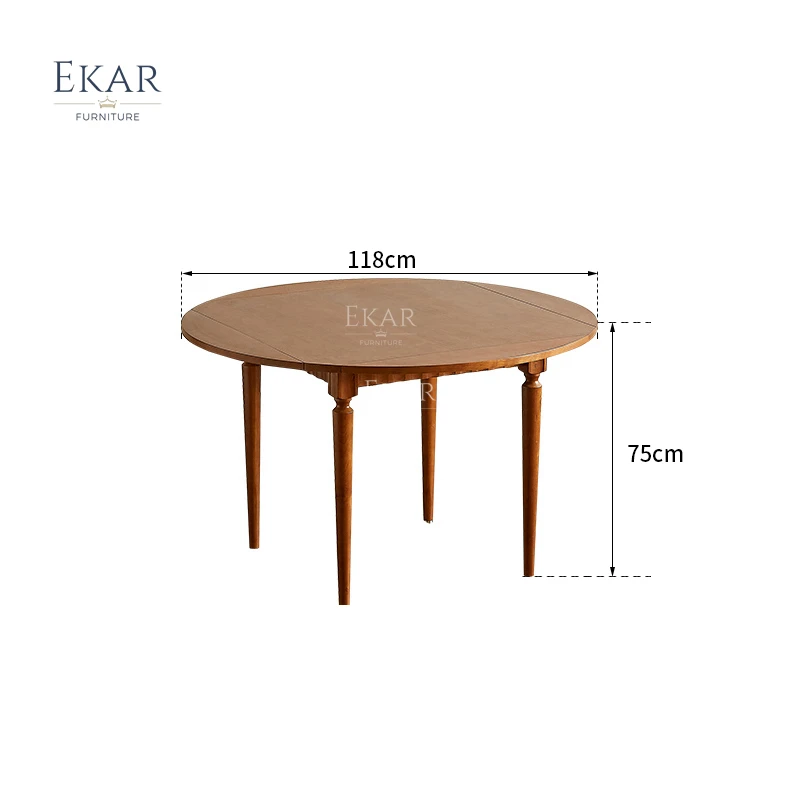 product new design ekar foldable round dining table kitchen table set 4 chairs expand furniture-63