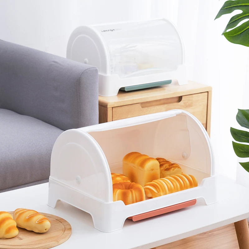 Slide Cover Dish Rack Kitchen Storage Containers Plastic Kitchen Dish Rack Bread Box Dish Drying Rack With Draining Tray