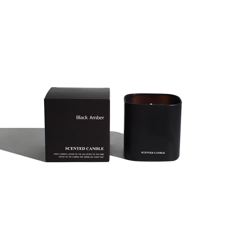 Custom Luxury Candle Personalized Private Label (black )matte Glass Jar Soy Wax Scented Candles