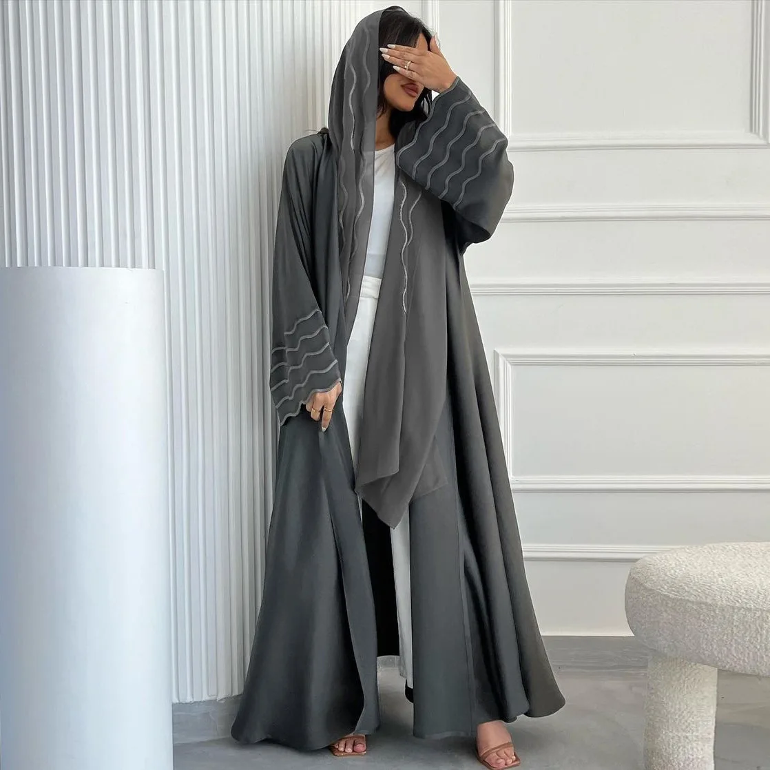 Abaya Cardigan de Luxe avec Broderie – Ensemble 3 Pièces Premium – Grossiste Turquie Grossiste Turquie
