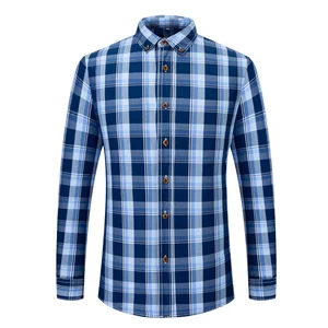 Men's 100% Cotton Twill Plaid Shirt Single Breasted Long Sleeve Style Work Casual Use-for Spring and Autumn New Collection