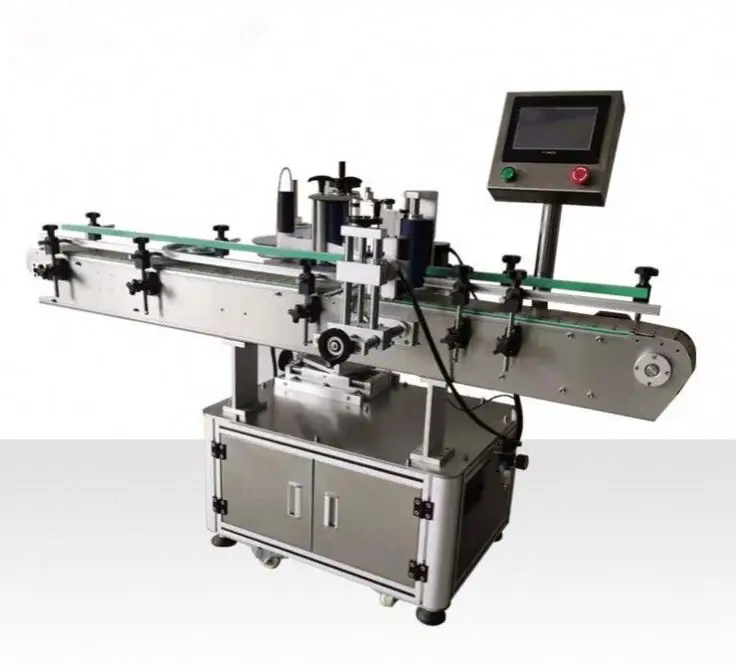 REALMX Automatic Double-sided Round Bottle Labeling Machine for Beverage Self-adhesive Sticker, Intelligent Barcode Labeling