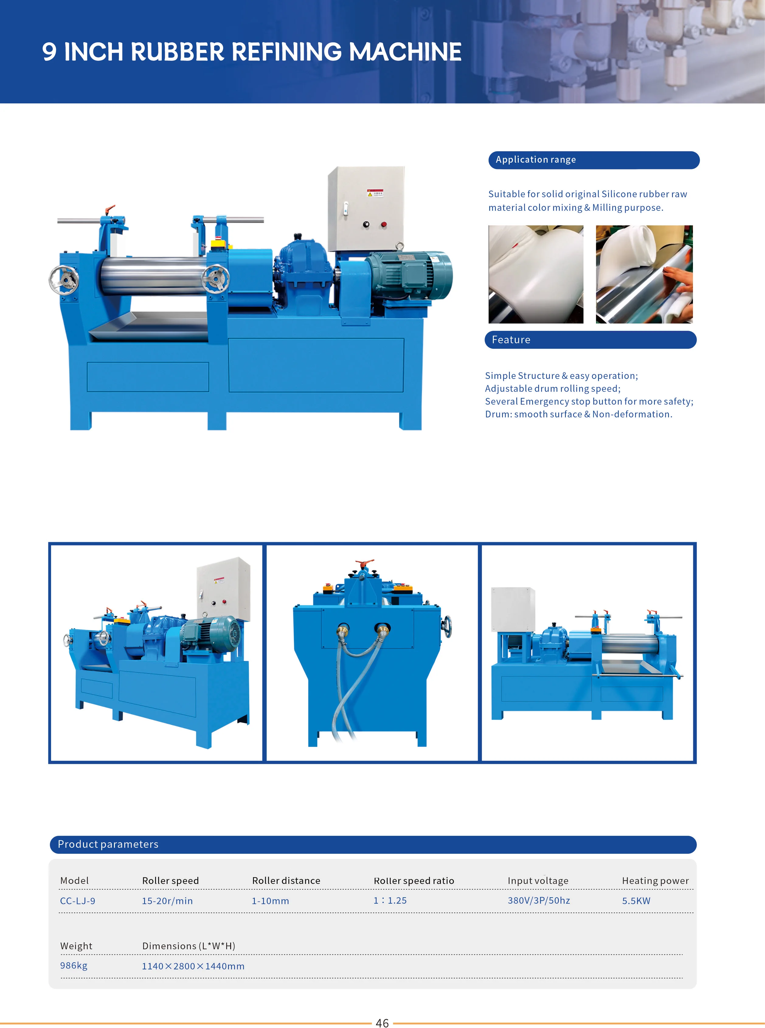 9 Inch Rubber Milling Machine with 1-10mm Roller Distance and 1 Year Warranty for High Productivity