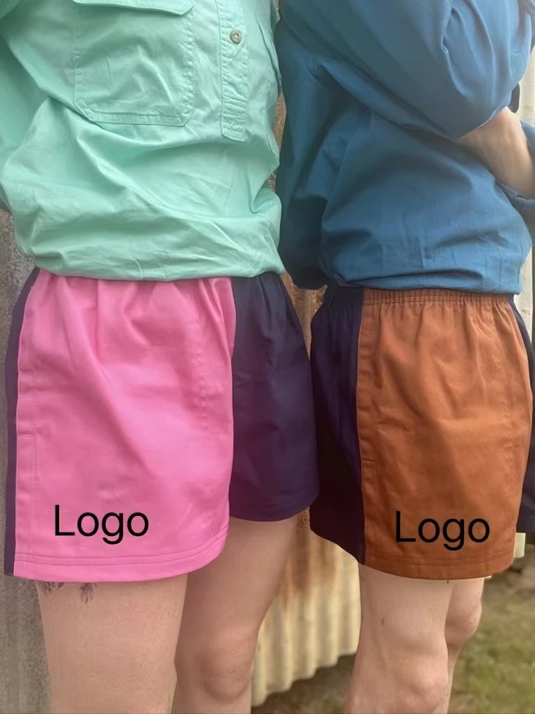 Hot Sale Custom Colors 100 Cotton Twill Rugby Shorts Embroidery Logos