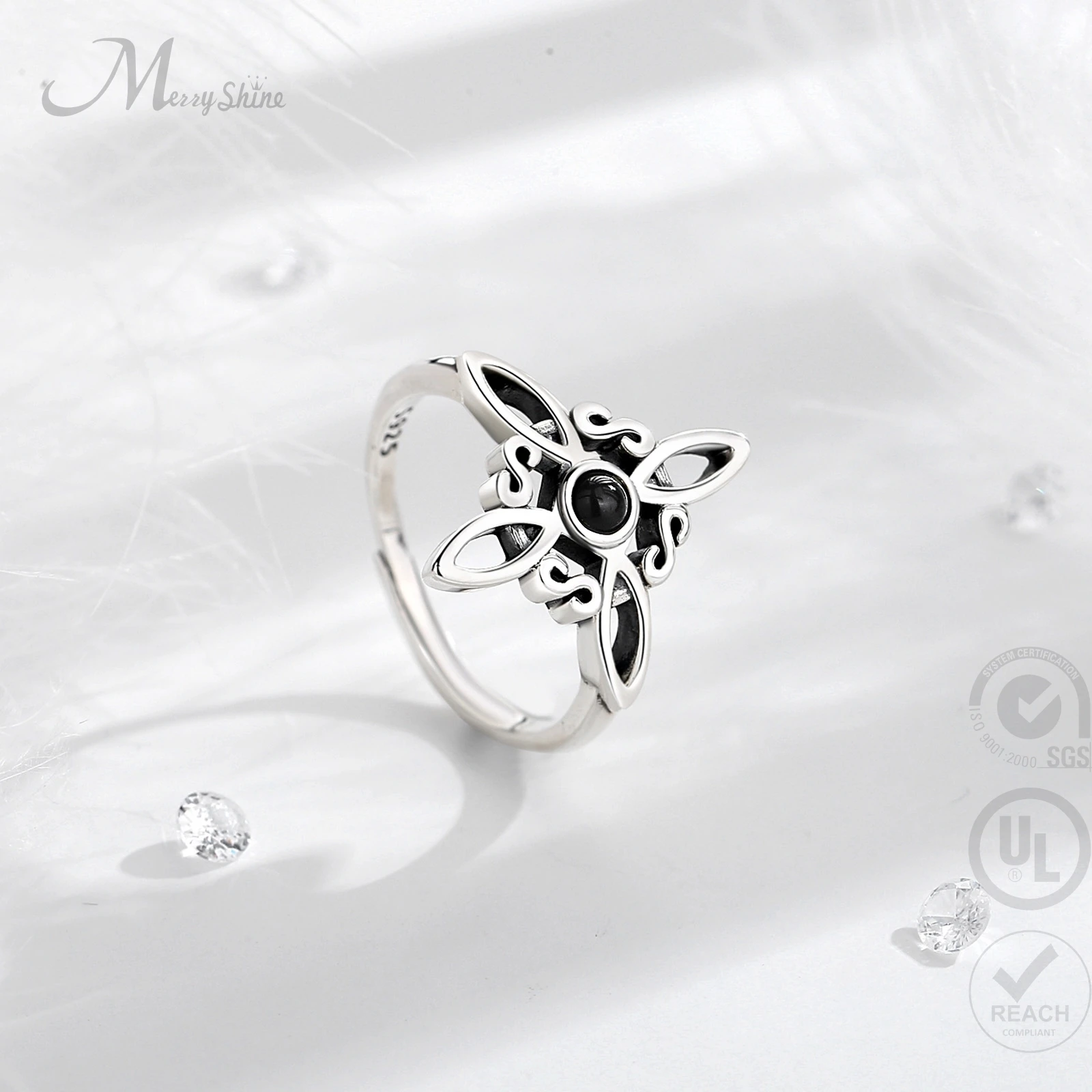 Yumilok Anello da donna in argento Sterling S925, con nodo celtico, regolabile, anello aperto per donne e ragazze, regalo con scatola, oro rosa, Oro rosa