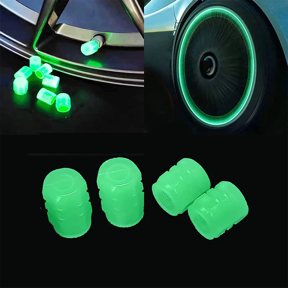 Fluorescence Effect Shiny Tire Valve Cap Car Wheel Hub Glowing