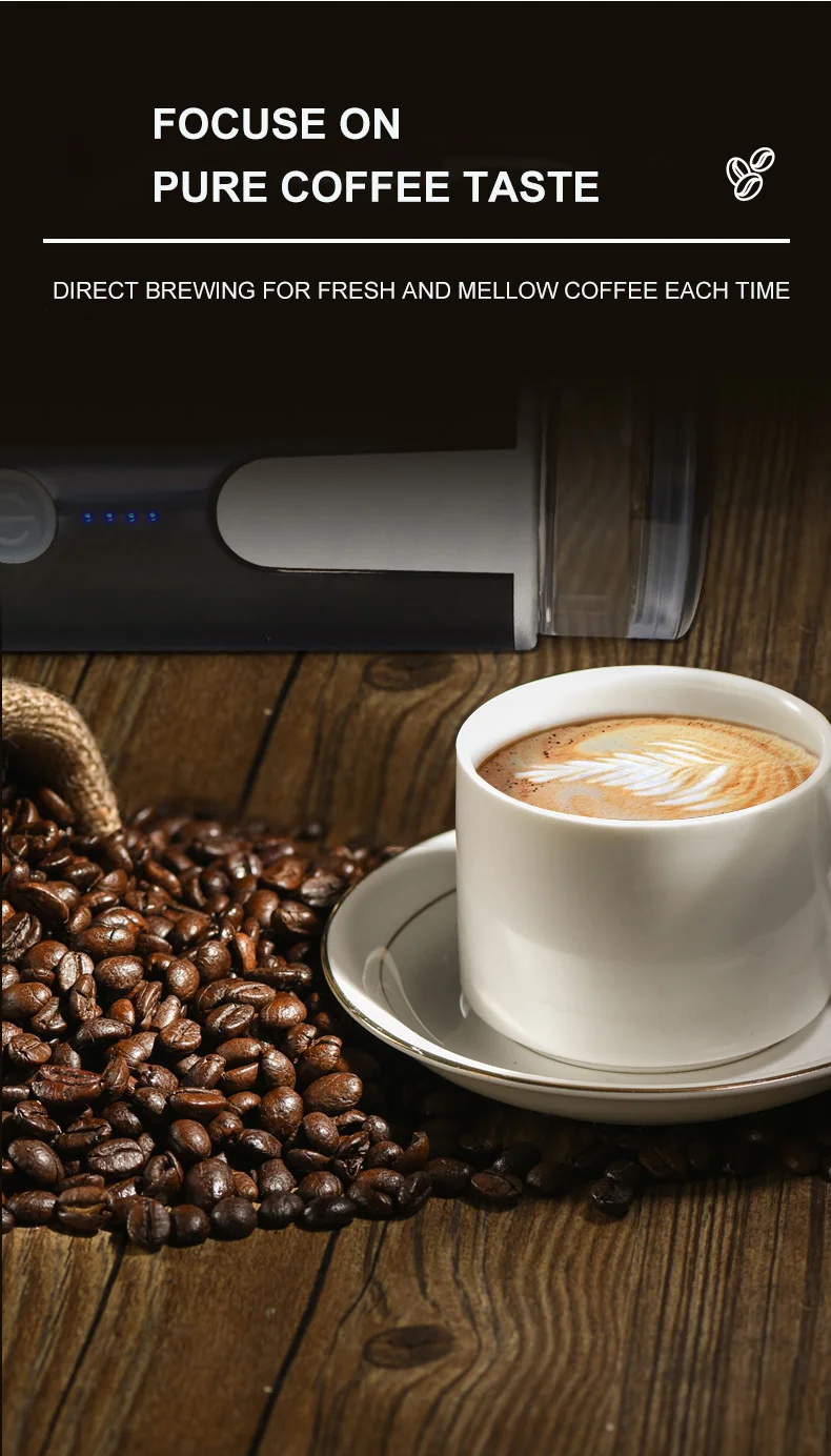 Outdoor Indoor Espresso Usb Rechargeable Wireless Coffee Machine Portable Mini 12 V Capsules