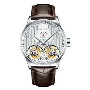High-Quality Men's Manual Stainless Steel Dual Tourbillon Fashionable Premium Business Mechanical Watch 7030