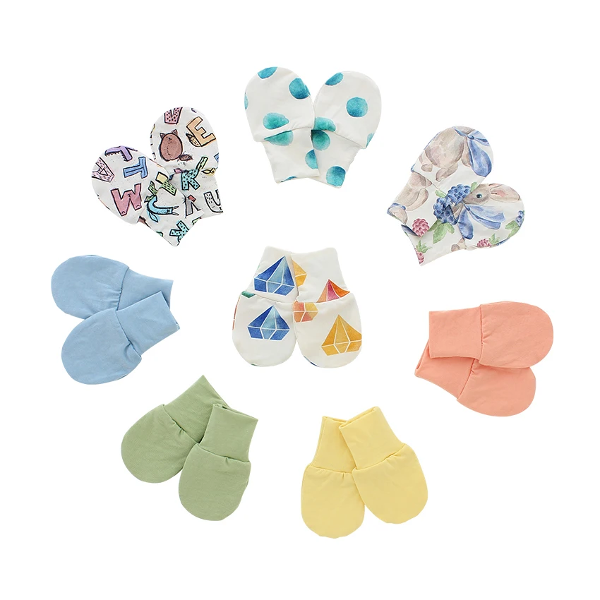 Высококачественные вязаные однотонные варежки для новорожденных из 100% хлопка оптом