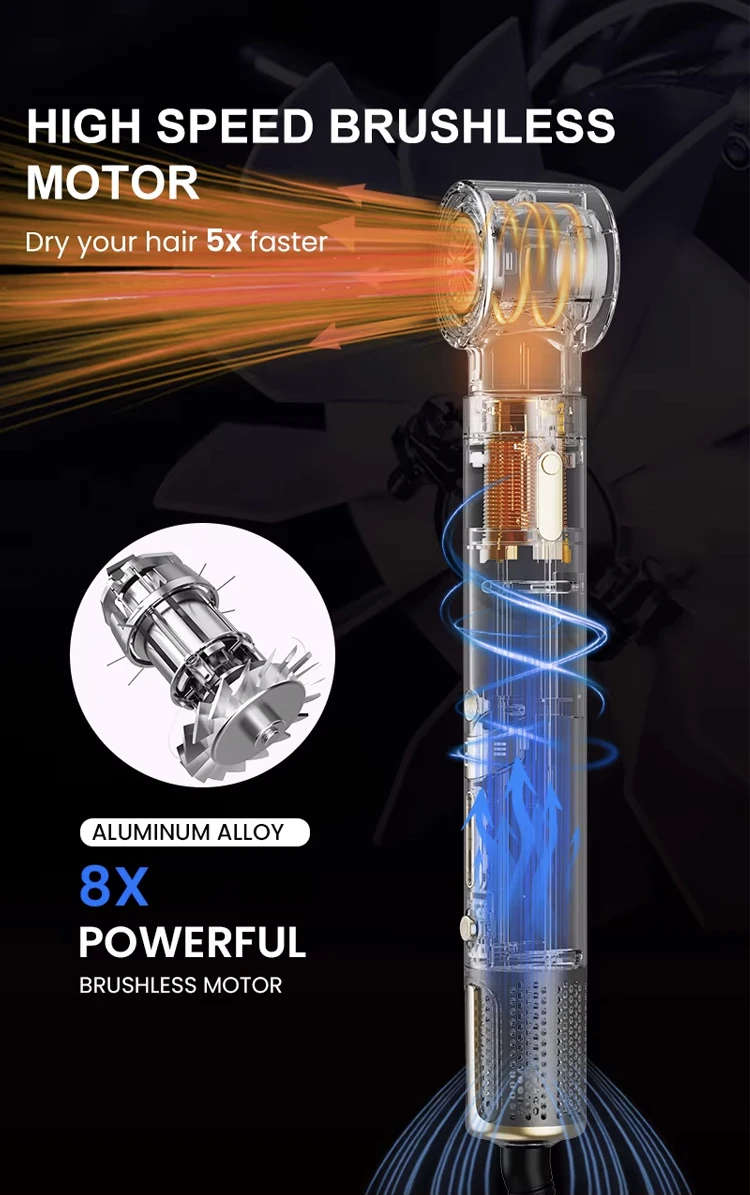 Zex High Speed  8 in 1 Multi Styler Automatic Hair Curler One Step Hair Dryer Brush Hot Air Styler & Curling Iron supplier