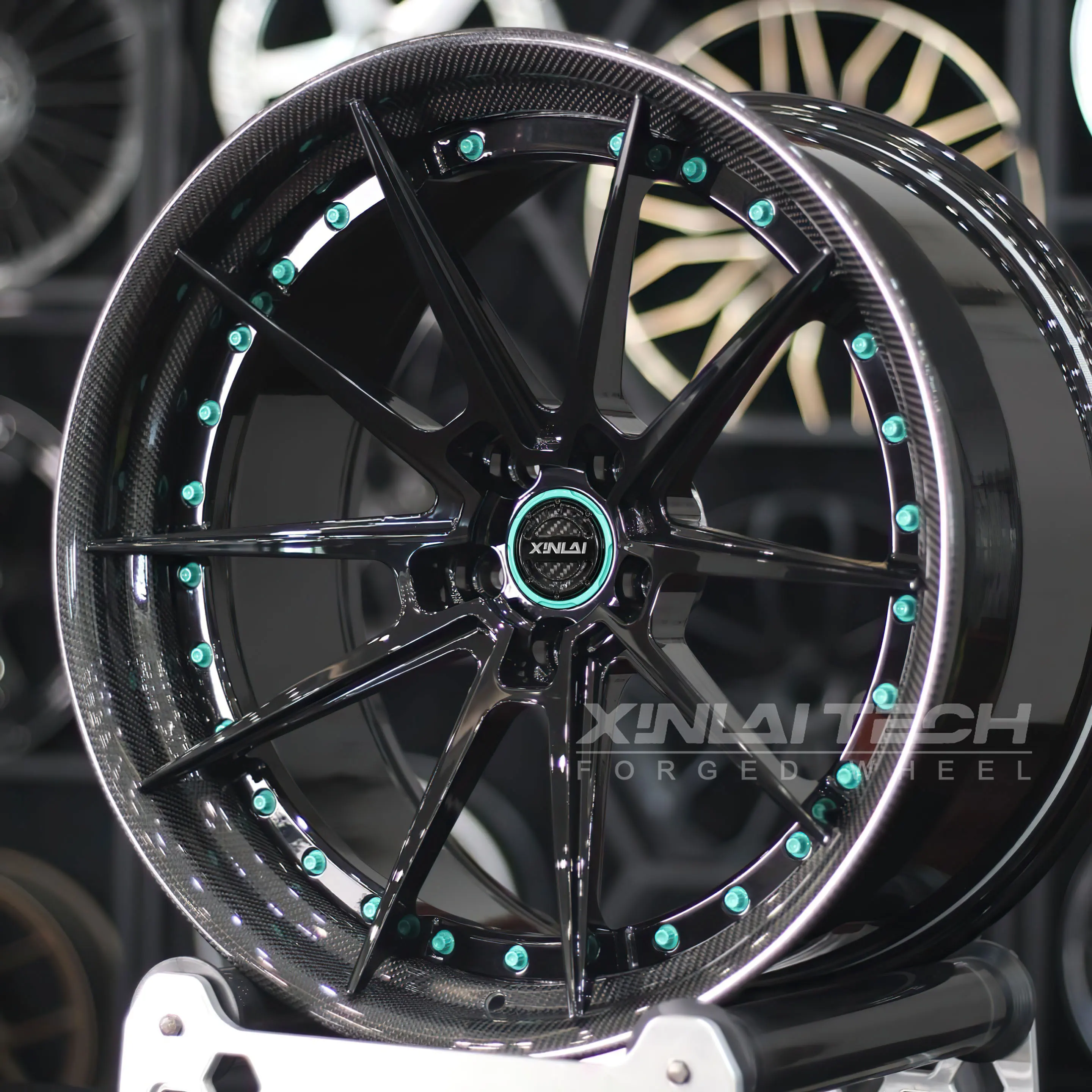 XL 2-piece Forged Black Carbon Fiber Wheel 5x120 5x112 5x114.3 Custom Wheels 18 19 20 21 22 26 Inch Racing Car Wheel - Image 3