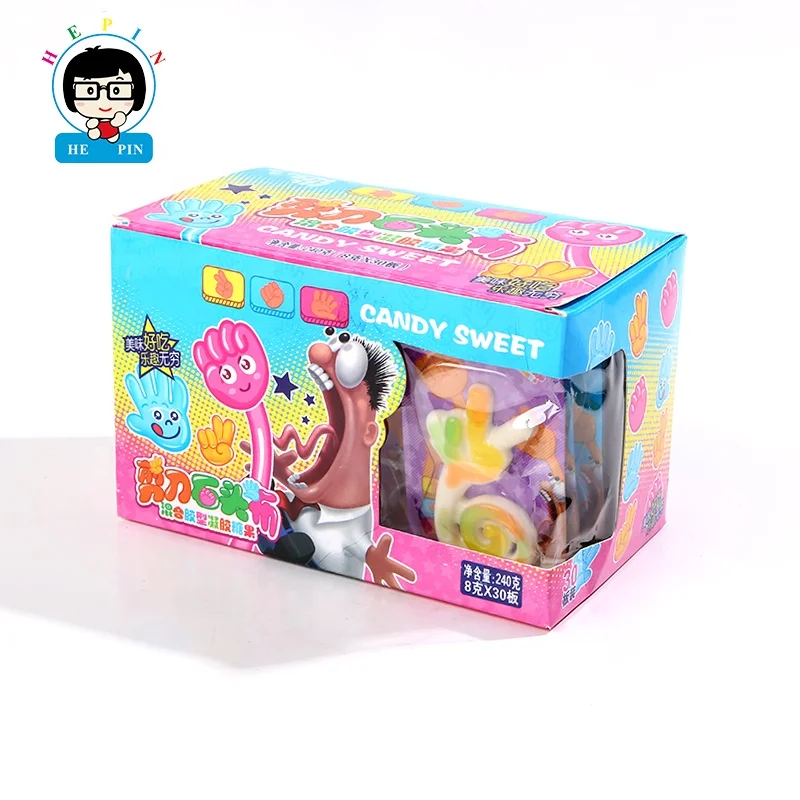 Wholesale Factory Direct Rock Paper Scissors  Gummy Candy Strip Shape Soft Chewy Candy