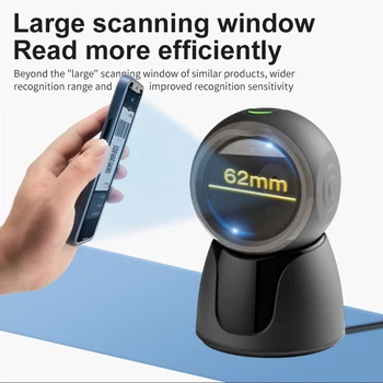 Desktop 1D/2D Barcode Scanner Handsfree The Best Quality High Precision Multi Function Bar Code Scanner For Warehouse Inventory