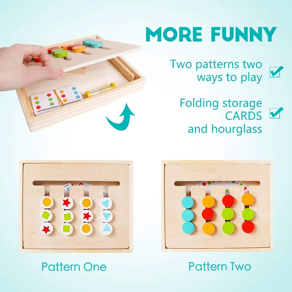 4 Color Slide Puzzle Board Matching Logic Game Early Educational Wooden ...