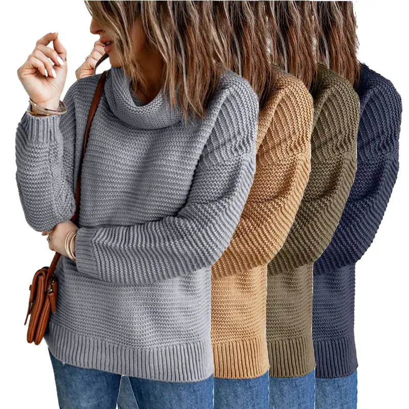 DressUMen Solid Pullover Cozy Long-Sleeve Knit Turtleneck Sweaters Tops 