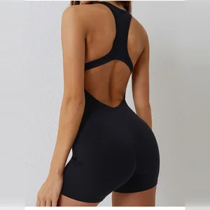 Women's Yoga Bodysuit Yoga Leggings Jumpsuits Gym Fitness One Piece Tummy Control Sleeveless Jumpsuit Romper