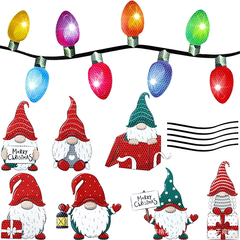 Wholesale Christmas decorations Santa light bulbs refrigerator stickers Car refrigerator garage door reflective magnets manufacture