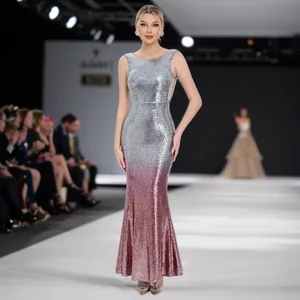 New Women's Evening Gowns - Luxury Gradient Beaded Banquet Dresses Elegant Evening Dresses Mermaid Evening Gowns for Ladies