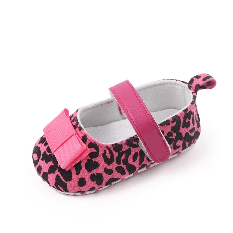 Spring Summer and Fall Fashion Leopard Print Bow Princess Shoes for Baby Girls Toddler Shoes factory