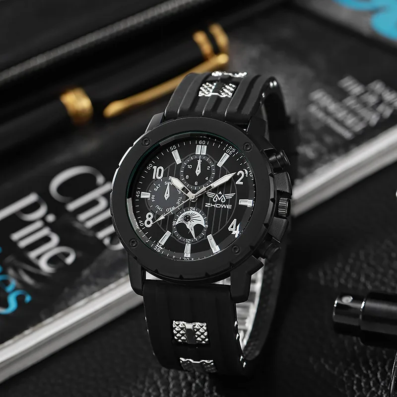 Top Rating Ornate Classic New Design Original Factory Wholesale in Stock New Listing Men Quartz Watch Silicone Strap 69