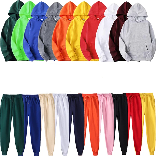 Wholesale Custom Printing Logo Cotton Unisex's Sweatpants And Hoodies Set  Oem Winter Solid Color Pullover Jumper Blank Hoodie With Pocket From  m.