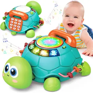 EPT High Quality Cartoon Baby Crawling Induction Cartoon Turtle Telephone Musical Phone Toy Educational Games