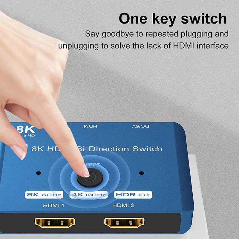 Hdmi Splitter Switch 2 In 1 Out Dual Port 8k 2.1 Hdmi Bidirectional Bi ...