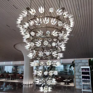Dynamic Mechanical Flower Blossoming Lighting Hotel Lobby Sales Department Engineering Customization Art Installation Shopping