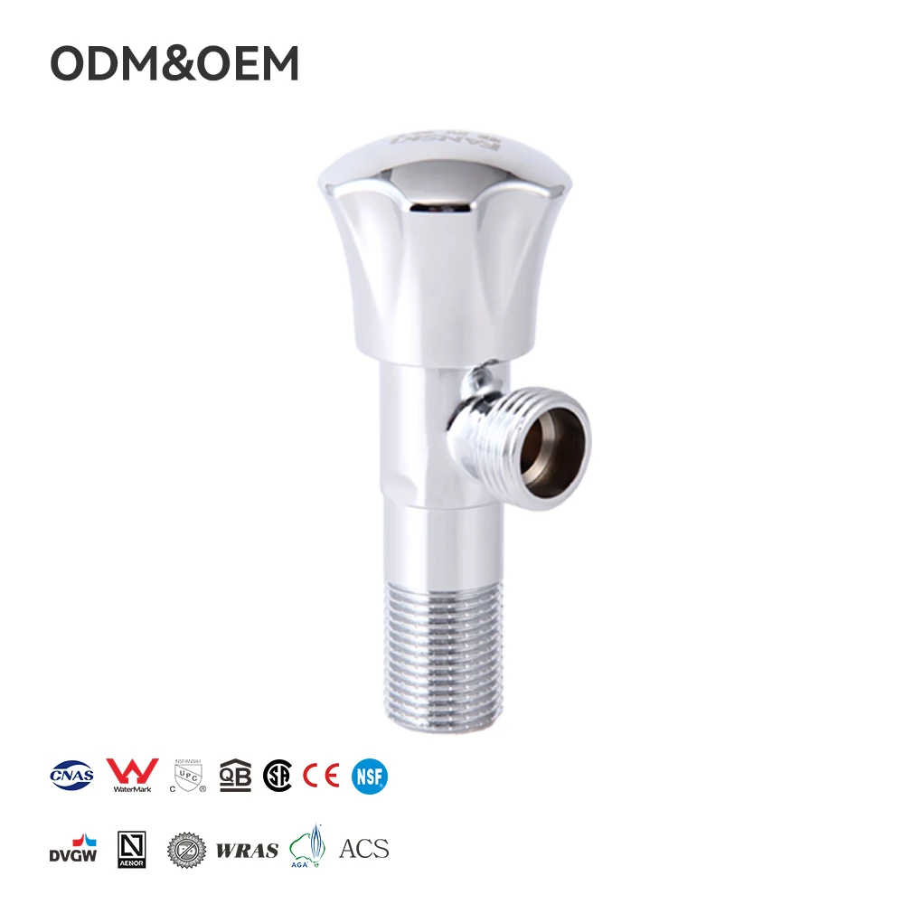 Válvula angular universal de latón G 1/2 para inodoro y calentador de agua, válvula manual gruesa fría y caliente con chapado en cromo pulido