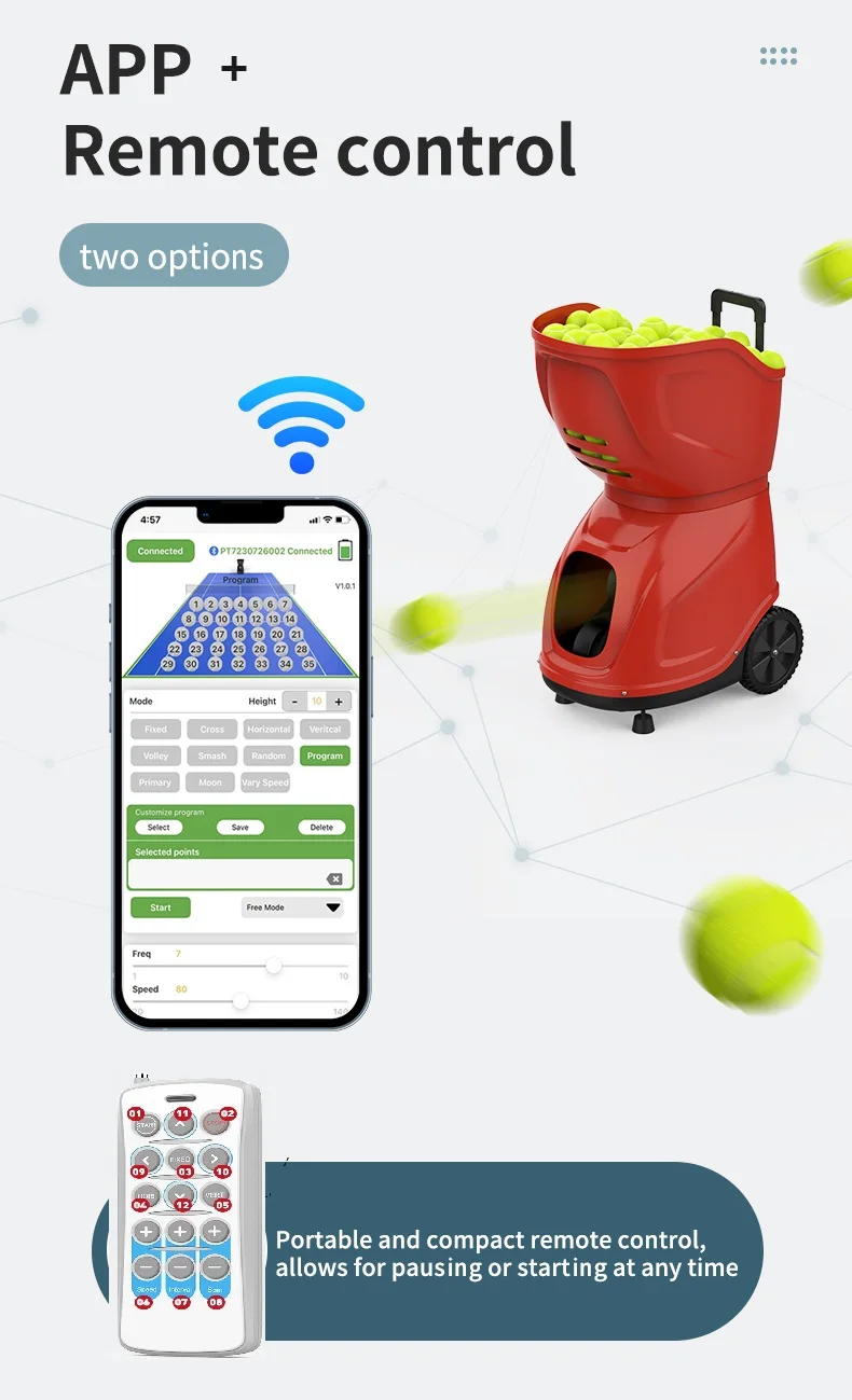 PT9001 Custom Tennis ball Feeding Shooting Robot Serve Machine Tennis Ball Court Training Machine for sale manufacture