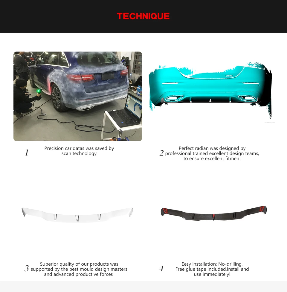 Dry Carbon Fiber W213 Rear Diffuser Lip For Mercedes Benz W213 E350