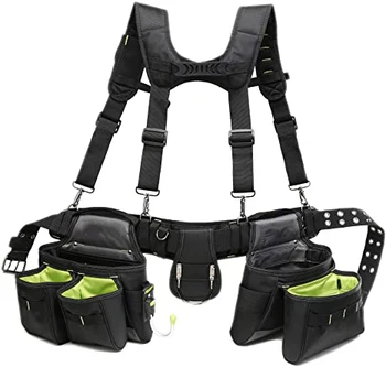 Heavy Duty 1680D Polyester Tool Rig Padded Adjustable Tool Belt with Suspenders