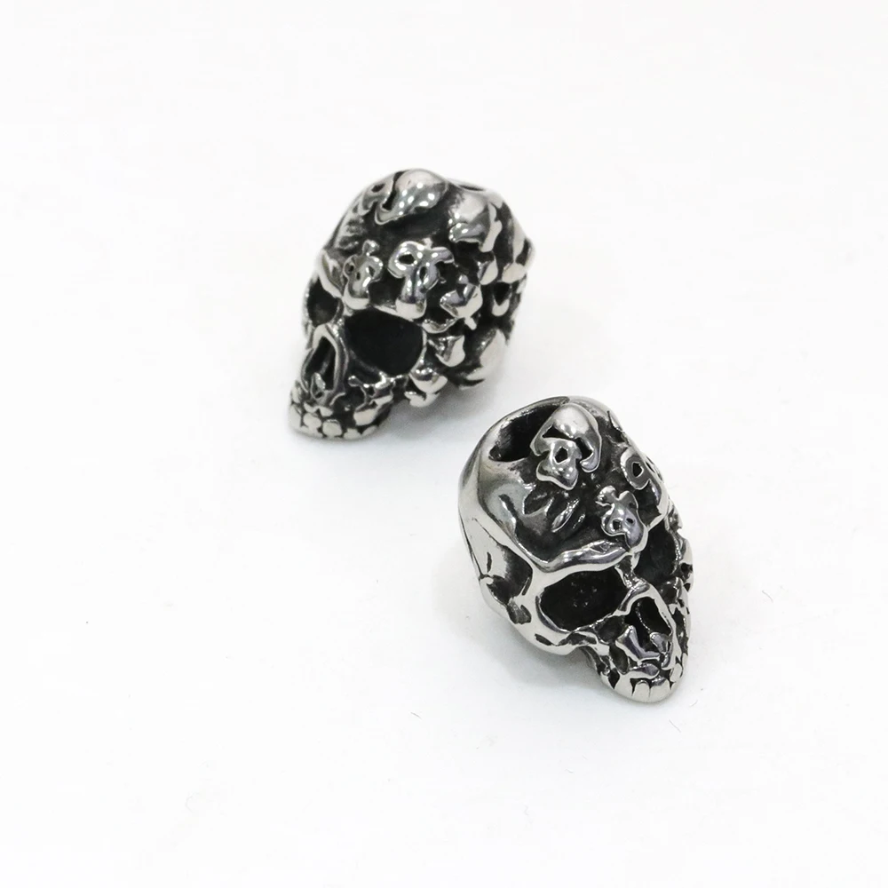 Stainless Steel Skull Head Paracord Survival Bracelet Spacer Beads