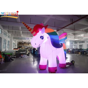 Zhenmei Advertising10ft Inflatable Animal Standing Rainbow Unicorn for decoration