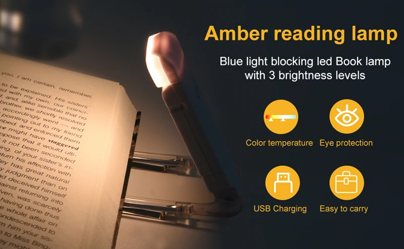 product led usb rechargeable book reading light brightness adjustable eye protection clip book light portable bookmark read light-38