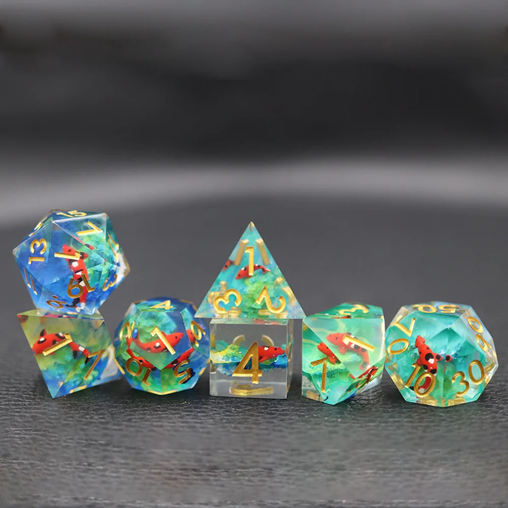 Conjunto de Dados de RPG/DND Leves e Personalizados em Resina Coloridos para Jogos de Tabuleiro de Alta Qualidade