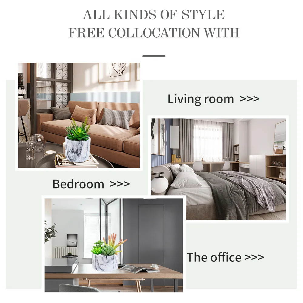 
 Декоративный Мраморный горшок для цветов, искусственные растения-суккуленты  