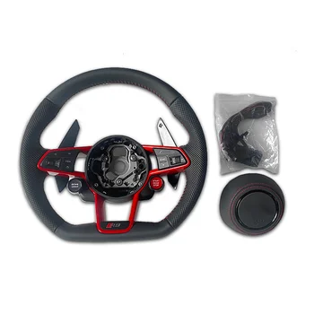 Custom Sports Style Carbon Fiber Steering Wheel for Audi Models R8 TT A1 A3 A4 A5 A6 A7 A8 Q5 Q7 TTRS with Real Leather Material