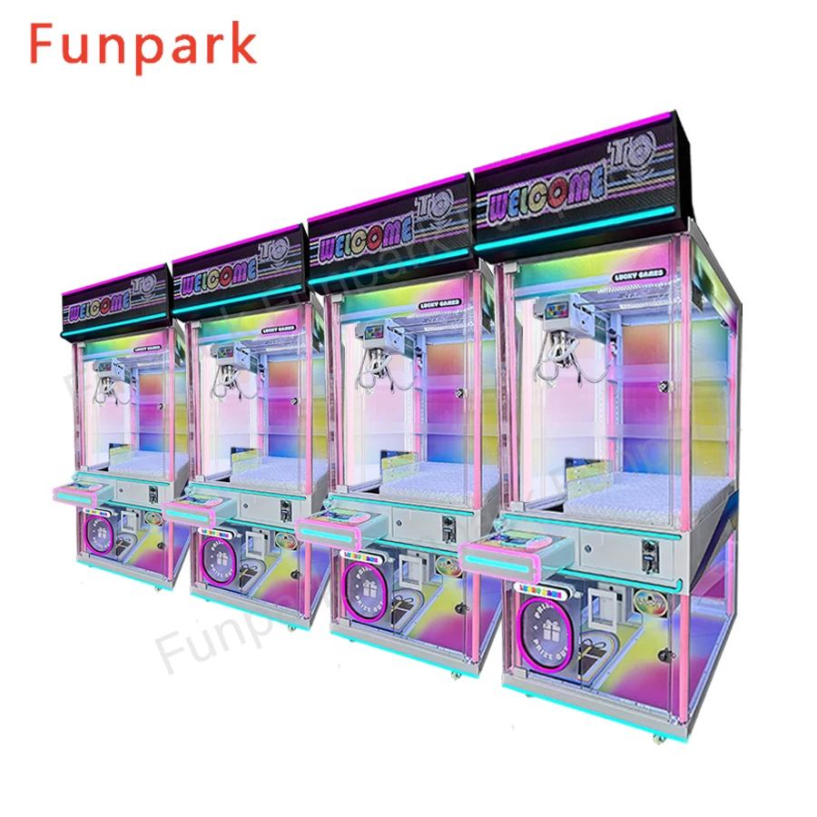 Funpar Commercial LED Claw Crane Toy 1-Year Warranty Coin Operated Doll Machine Game with Prize Vending manufacture