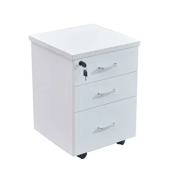 Office Wooden 3 Drawers File Cabinet with Lock File Cabinet Drawer Dividers Document Cabinet with Universal Wheel