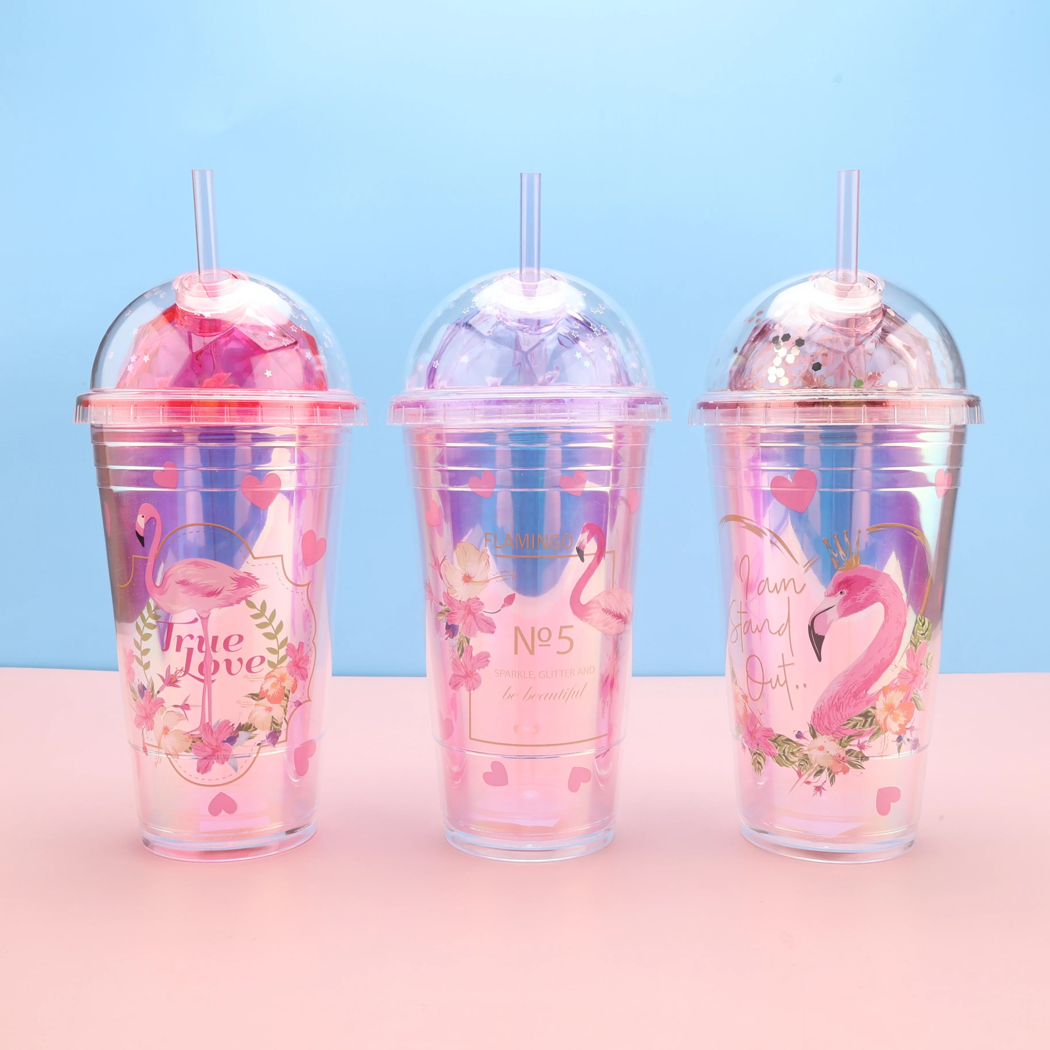 Moon - Double Wall Smoothie Cup w/ Straw - Pink